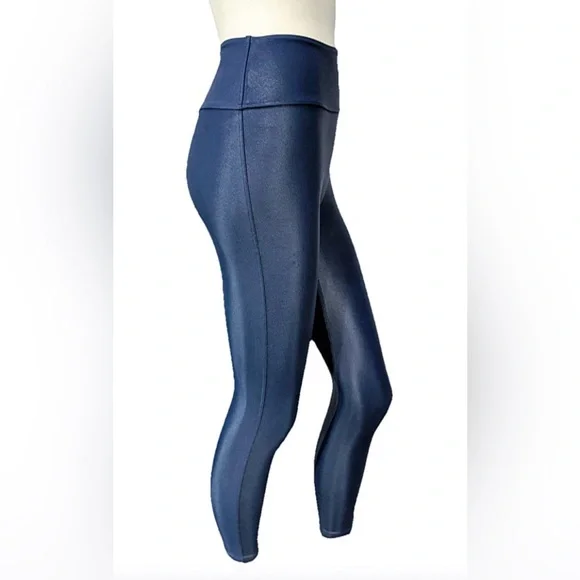 Bombshell Sportswear Blue Shimmer Leggings Size M Made in USA - Picture 6 of 13
